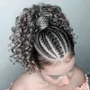 Интеллектуальные женщины серый цвет топпер расширение серебристого серого афро слойки изьющиеся кудрявые челюсти человеческие волосы волосы хвостики зажимные в реальных волосках для молодых