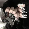 Valse nagels 24 stks Pearl Rhinestone Fake Glitter Gradient Franse Tips Druk op Butterflies Snake Nail Art