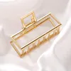 Eenvoudige elegante gouden holle geometrische metalen klemmen voor vrouwen haar klauw clips krab haarspin hoofdband dame mode accessoires vintage sieraden