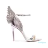 Tasarımcı Sophia Webster Evangeline Angel Wing Sandal Plus Boyut 42 Deri Kadın Düğün Pembe Glitter Ayakkabı Seksi Kız Kelebek San244l