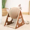 Solidne drewno Zabawki Cat Drzewo Obrotowy Scratch Ball Drapanie Board Post Wspinaczka Rama Wieża Zwierzęta Produkty 210929