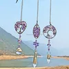 Kunst runder Naturstein Amethyst Baum des Lebens Herz Wandbehang Anhänger Tür Garten Home Decor Kunst Ornament