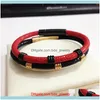 Gioielli con ciondoli Braccialetti con ciondoli Uomo 5 mm Vera pelle blu Stingray Oro rosa Bracciale rotondo in acciaio inossidabile Cerchio Bracciale rigido Consegna 2021