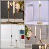 Décor Home Garden Candle Holders 2 sztuk Prosty Metal Candlestick Ozdoby Ozdoby Luksusowe Iron Art Decoration (Golden) Drop Dostawa 2021 VMQ0F