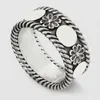ZB009YX 925 Sterling Silver Hollow Chrysanthemum Ring Mode Merk Ringen met Box Gift Maat 10-24 voor Mannen Vrouwen
