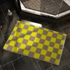 Checkerboar Non Slip Bathroom Mat Thickened Flocking Rug Home Decoration Entrance Door Bedroom Carpet Floor 220301