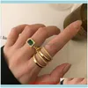 Jewelrytrend Vintage Rings For Girls Soft Chain 18K Gold Mens Ring On Finger With Emerald Wild High Sense Jewelry Women Cluster Drop Deliver