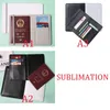2021 Novo Sublimação Suporte Passaporte PU bolsa de couro DIY bolsa de cartão em branco carteira de transferência de calor documento sacos de armazenamento