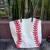 Silk Printed Baseball Canvas Shopping Bag CN Warehouse Large Capacity Latice Travel Bags Team Accessories Tote Domil281