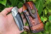 Спецификация предложения Flipper Fodling Night VG10 Damascus Steel Steel Drop Point Blade Natural Ebony + стали головы ручка шарикоподшипника карманные ножи с кожаной оболочкой