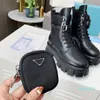 Hombres Mujeres Rois Boots Diseñadores Tobillo Martin Boot Cuero Nylon Extraíble Bolsa Botín Militar Inspirado Combate Zapatos Tamaño 35-45