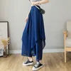 SURMIITRO Irregular Wide Leg Long Pleated Skirt Pants Women Summer Korean Style Chiffon High Waist Ankle Trousers Female 210712