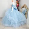 Cristalli in rilievo 2021 Flower Girl Dresses Ball Gown Tulle Little Girl Abiti da sposa economici Comunione Pageant Abiti Abiti ZJ756