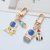 New Key Chain Handbag Cartoon Lovely Astronaut With Star Moon Pendant Metal Key Ring Car Bag Ornaments Gifts birthday gift G1019