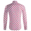 Mode Rot Herren Polka Dot Hemd Casual Button Up Kleid Shirts Männer Chemise Homme Party Club Männliche Shirts Garten Punkt top