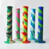 14.2inches Silicone Bongs Silicone Water Pipe Glass Bongs with 8 colors Silicone Oil Rigs Smoking Pipe Glass Pipe Free