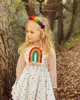 2021 novos pontos meninas meninas arco-íris bebês vestido aniversário desgaste princesa algodão bebê menina halter meninas crianças roupas q0716