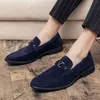 Suede Metal Buckle Decorative Leffer Shoes for Men Comfortable Low Heel Sewing Casual British Business Versatile 3KC351