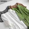 Décontracté 95% coton basique t-shirt femmes été col rond à manches courtes chemise sexy grande taille 3XL couleur unie mince ee haut femme 210623