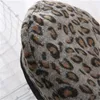 Béret léopard femme automne hiver chapeaux pour femmes Vintage peintre casquette plate Boina Feminina mode PU cuir bord bonnet