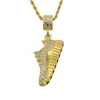 Chains Hip Hop Creative Shoes Pendant Necklace Golden Rhinestone Stainless Steel Exquisite Gift Chain MenWomen Fashion Jewelry9403319