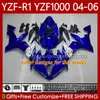 Motorcykel karosseri för Yamaha YZF-R1 YZF R 1 1000 CC 2004-2006 Bodys 89No.29 YZF1000 YZF R1 1000CC YZFR1 04 05 06 YZF-1000 2004 2005 2006 OEM Fairing Kit Shark Blue Fish