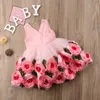 Toddler Kid Girls Flower Dress Princess Lace Rose Wedding Bridesmaid Tiered Tutu Formal Party Dresses Girl Costumes 2-8T G1129