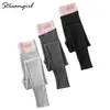 Streamgirl 5% Spandex Calzas cálidas Otoño Invierno Tallas grandes Cintura alta Entrenamiento negro para pantalones de lana 211221