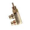 Gold Plated Copper Connector 1 RCA Male to 2 RCA Female AV Audio Video Adapter Plug Splitter Converter