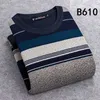 Camisola homens inverno fino velo O-pescoço homens térmicos roupas de malha striple magro apto pullover puxar homme 211014