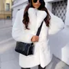 Femmes hiver chaud fausse fourrure manteau épais femmes moyen-long pardessus col rabattu femmes chaud femme Casaco Feminino