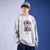 ExtFine Winter Men Biker Bear Sweatshirt Oversized Print Sweatshirts Baggy Hoodies Korea Kpop Hiphop