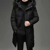 男性の太いダウンジャケット-30冬の暖かいコート男性ファッションロングホワイトアヒルフードダウンパーカープラスサイズ5xl 211110