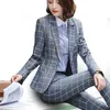 PEONFLY classique Plaid bouton unique femmes veste Blazer décontracté col cranté Slim Femme costumes manteau mode Femme 211019