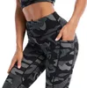 Pluz size Donna camo stampato leggings da yoga pantalone Tasca elasticizzata da palestra calzamaglia da donna pantaloni da corsa allenamento fitness abbigliamento sportivo 210929