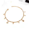 Bracelets de cheville pour femmes, accessoires de plage en or Rose, marque de luxe, mode, acier inoxydable, bijoux, perles, pendentif de verrouillage