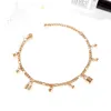 Anklets Armband för kvinnor Rose Gold Beach Tillbehör Lyx Märke Mode Rostfritt Stål Anklet Smycken Pärlor Lås Hängsmycke