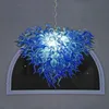 Handblåst glas ljuskrona koboltblå färglampa Romantisk Hjärtdesign LED Hängljus Hängande belysning Anpassad ljuskronor Ljus 100 med 70 cm