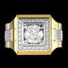 Cluster Ringen CHARLINLIOL Luxe 18K Geel Goud Kleur Horloge Voor Mannen Voorstel Hip Hop Stijl Punk Rock Ring Bruiloft sieraden Gift9291801