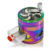 Herb Grinder 63mm Smoking 4 Parts Layers Tobacco Cigarette Grinders Spice Crusher Herbal Crank Pollinator Hand Cranked Clear Top with Drawer Zinc Alloy 4Colors