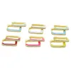 6 Kolorowe Neon Mini Hoops Gold Color Side Colorrful Enamel Center Pave White CZ Multi Przebijanie Prostokąt Hoop Kolczyk