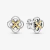 Nouvelle arrivée Authentic Silver Silver Two-Tone Flower Stud Moucles d'oreilles Fashion Moucles d'oreilles Jielts Accessoires pour femmes Cadeau