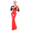 Grande taille coupe basse sans manches longue Robe maigre dames élégante Robe de soirée Cocktail femmes Sexy PVC cheville longueur Robe sirène