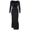 Sexy Bodycon Woman Goth Dress Winter Long Sleeve Elegant Dresses For Women Party Night Club Black Designer Clothes 21433P 210712