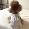 Vêtements de chien blanc Vêtements d'été Robe de coton Robe de fruit pour petite fille Jupe suspendue Jupe de jupon Chihuahua Costume en plein air