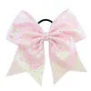 8 pouces Sequin Bow Bandes De Cheveux Filles Satin Ruban Bandeau Élastique En Caoutchouc Cheveux Anneau Enfants Cheveux Cravate Queue De Cheval Chapeaux Accessoires