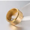 Cluster Anéis Men Spinner Ring 12mm Vintage Chinese Heart Sutra Gravado Budista Para Ouro Prata Cor Titânio Aço Dedo Jóias