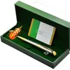 Cufflink Jewelry Cuff Green Gift Men Cufflinks Stationery Supplies Oblique Head Ballpoint Pen Good Box Sets6971497