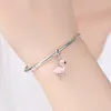 New 925 Sterling Silver Bead Pink Flamingo Colorful Pappagallo Ciondolo Charms in cristallo Perline Fit Braccialetti originali Gioielli Q0531