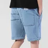 Sommar tunn elastisk midja band denim shorts mens lös plus storlek stor 4xl 5xl 6xl stora casual fet manliga jeans bermuda 210716